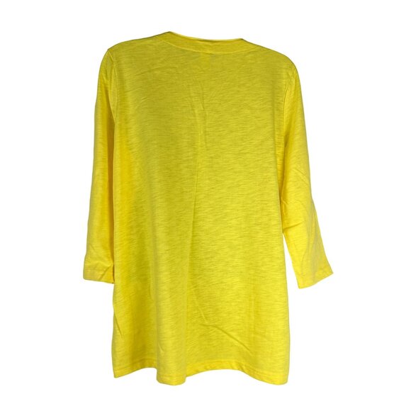 Decorated Originals Womens 3/4 Sleeve Yellow Top Rhinestone Daisy Design Size M - Picture 3 of 6